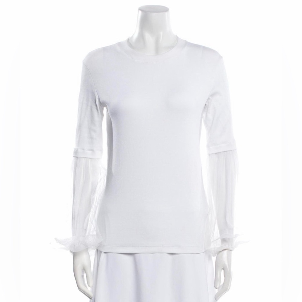 Fabiana Filippi White Crew Neck 3/4 Sleeve Tee – Size S